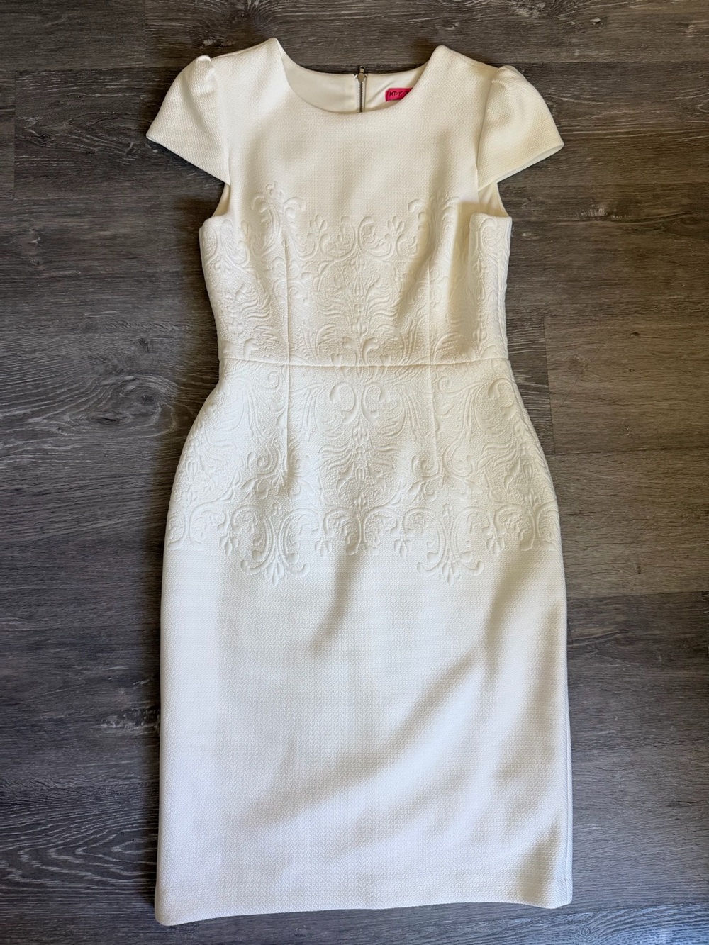Betsey Johnson White Embroidered Midi Sheath Dress - Picture 5 of 7